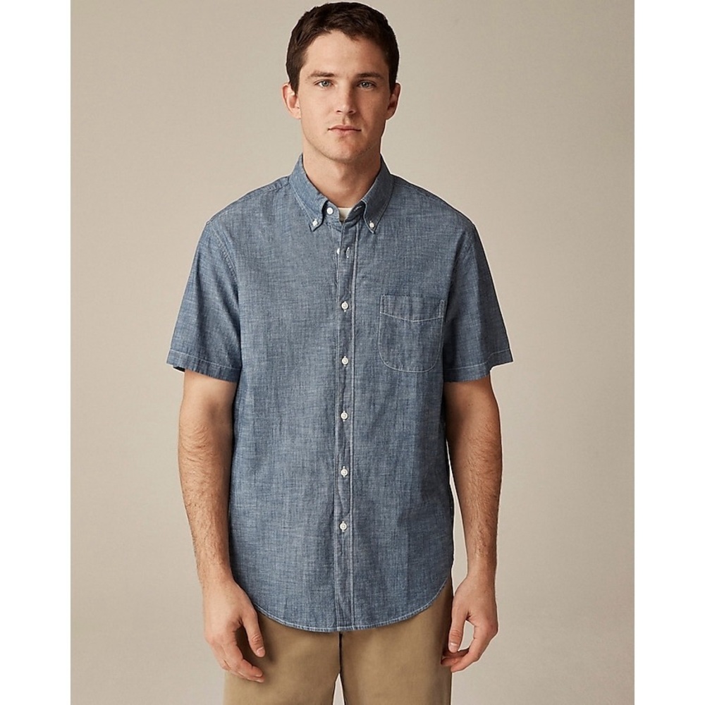 J. Crew Men’s XL Slim Short-Sleeve Indigo Organic Chambray Shirt